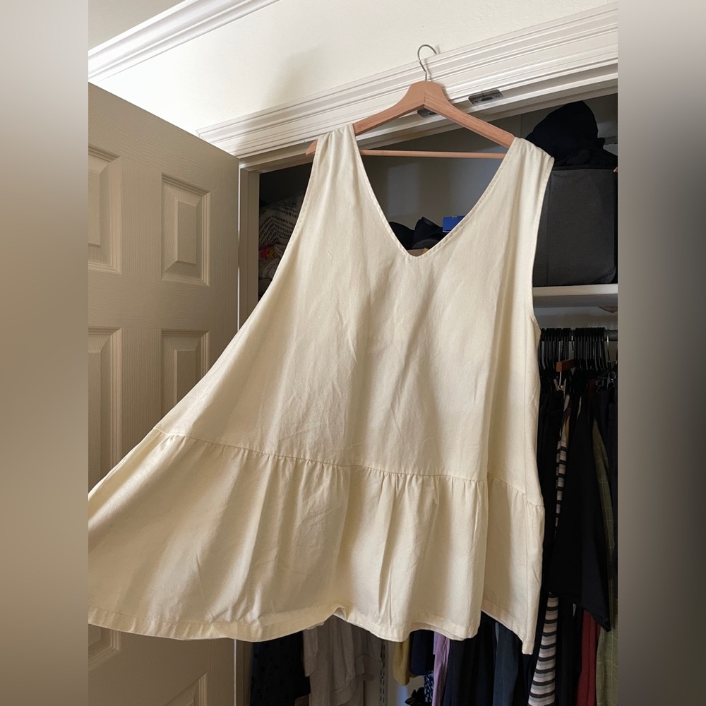Collusion cream denim mini jumper smock dress US 14